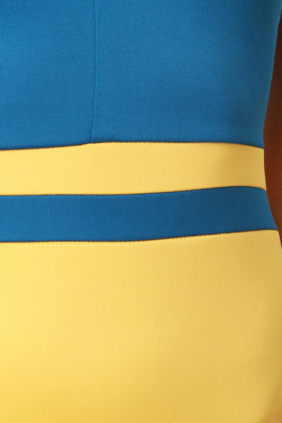 Colorblock Twist Knot Back Slit Bodycon Dress