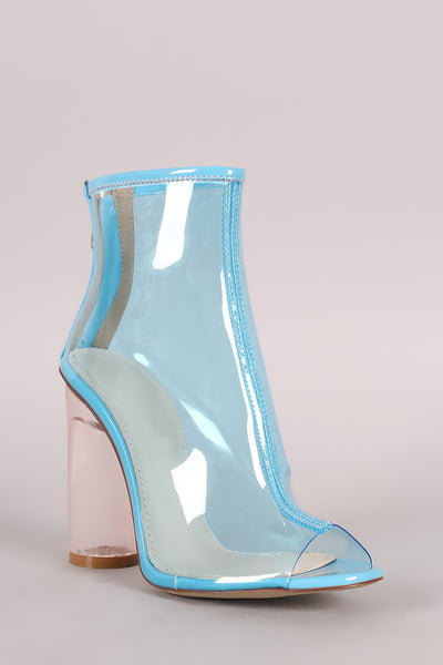 Lucite Peep Toe Rounded Heel Ankle Boots