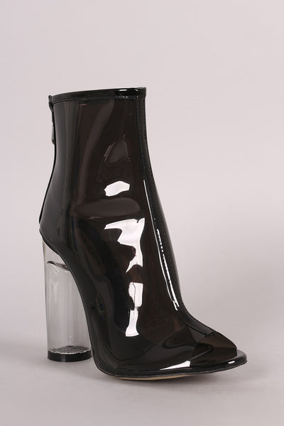 Lucite Peep Toe Rounded Heel Ankle Boots