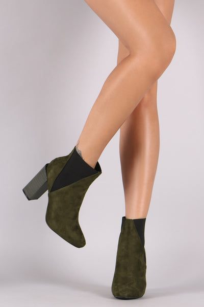 Elastic Gores Chunky Heel Booties