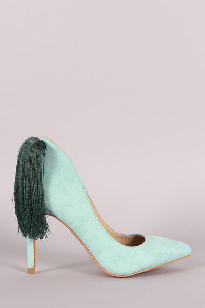 Suede Ponytail Fringe Pointy Toe Pump