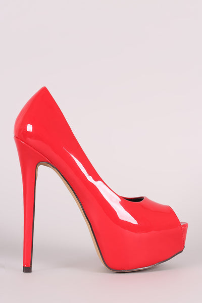 Liliana Peep Toe Patent Stiletto Platform Pump