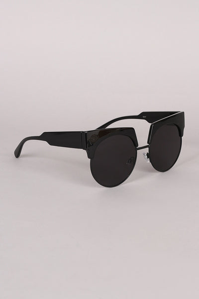 Semi Rimless Horn Rimmed Sunglasses