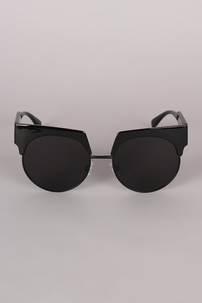 Semi Rimless Horn Rimmed Sunglasses