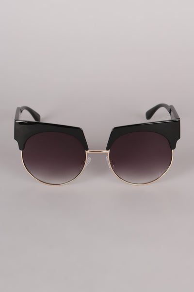 Semi Rimless Horn Rimmed Sunglasses