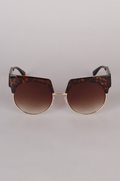 Semi Rimless Horn Rimmed Sunglasses