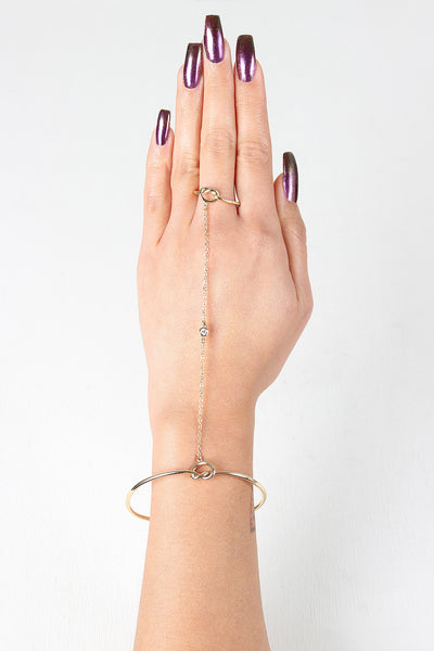 Love Knot Hand Chain Ring And Cuff