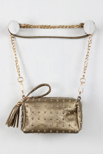 Studded Chain Link Tassel Mini Bag