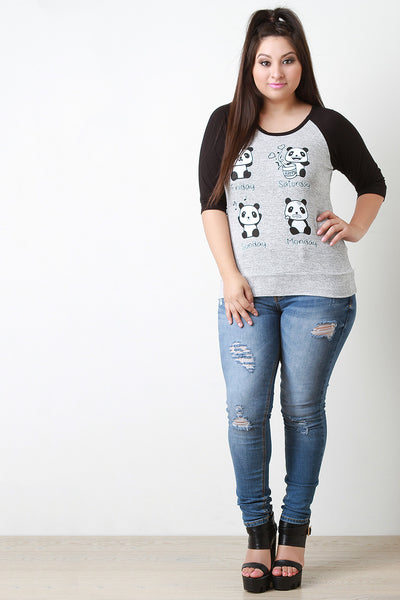 Weekend Panda Raglan Top