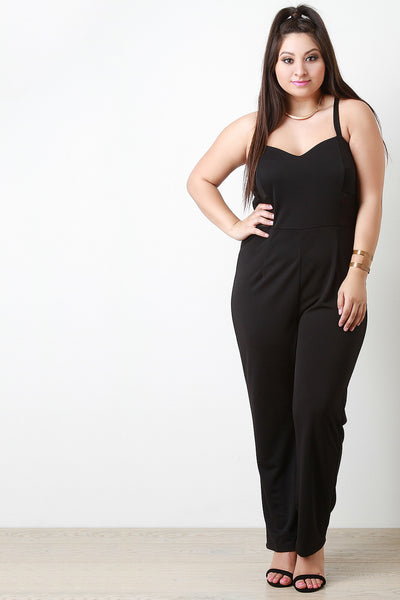 Sweetheart Side Mesh Panel Jumpsuit