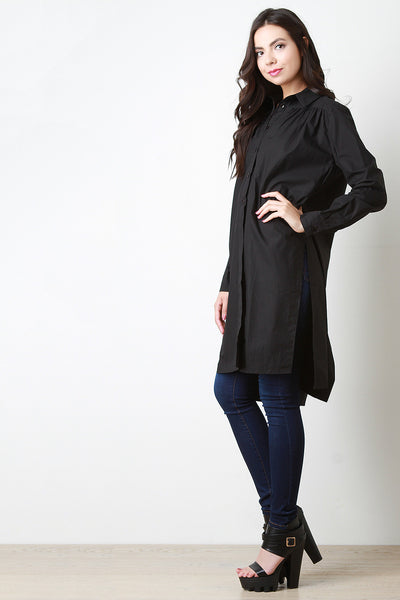 Classic Button-Up Longsleeve Longline Shirt