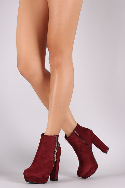 Suede Zip Up Platform Booties