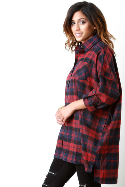 Plaid Button-Up Longsleeve Oversize Shirt