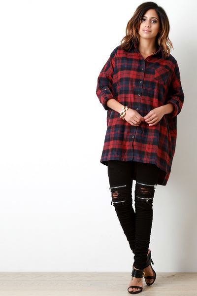 Plaid Button-Up Longsleeve Oversize Shirt