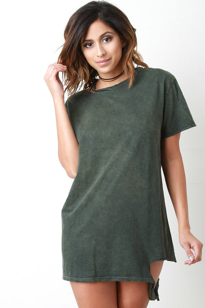 Mineral Washed Distress T-shirt Dress