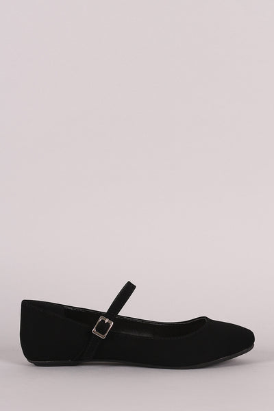 Bamboo Nubuck Round Toe Mary Jane Ballet Flat