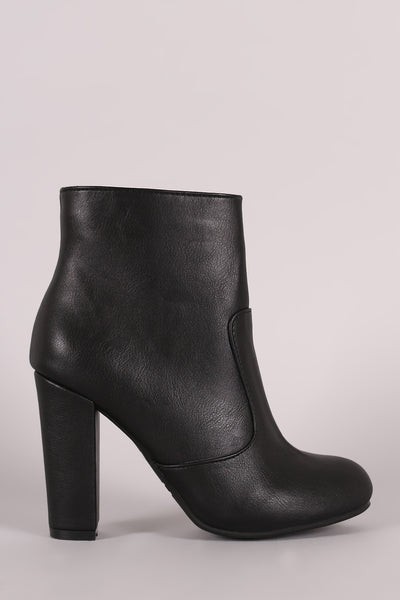 Bamboo Plain Chunky Heeled Ankle Boots