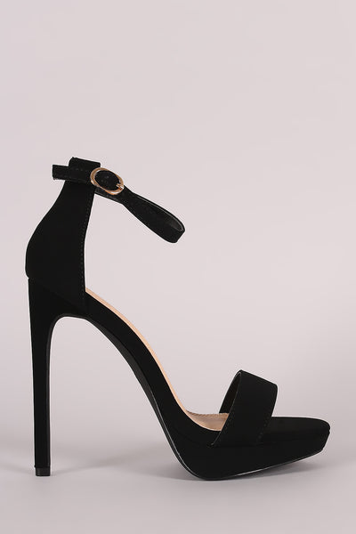 Liliana Nubuck Ankle Strap Platform Heel