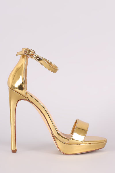 Liliana Mirror Metallic Ankle Strap Platform Heel