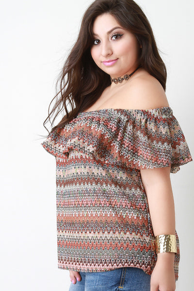 Chevron Knit Bardot flutter Top