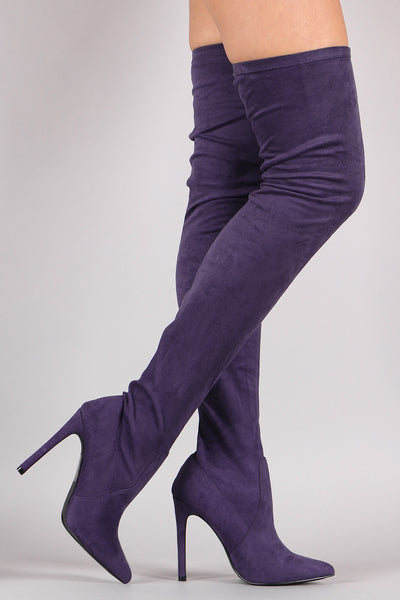 Pointy Toe Stiletto Suede Over-The-Knee Boots