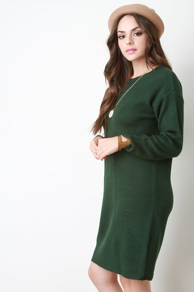 Loose Knit T-Strap Back Sweater Dress