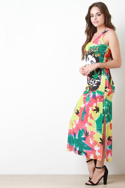 Make A Peace for Reggae Sleeveless Maxi Dress