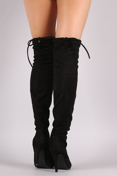 Suede Fitted Pointy Toe OTK Stiletto Boots