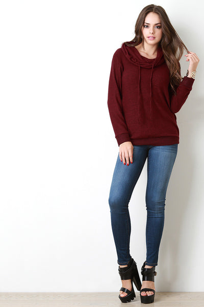 Drawstring Cowl Neck Sweater