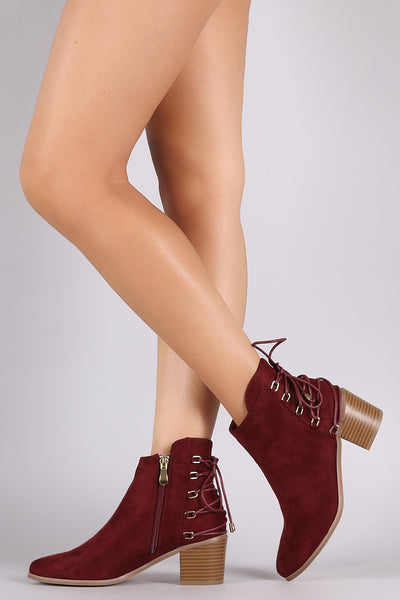 Liliana Suede Back Lace-Up Chunky Heeled Ankle Boots