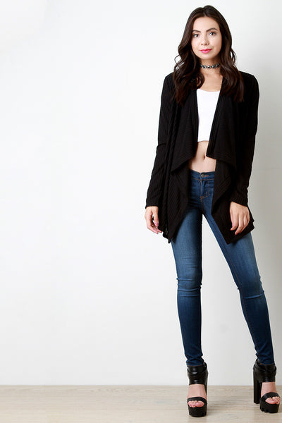 Rib Knit Open Front Longsleeve Cardigan