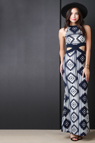 Cut Out Geo Sleeveless Maxi Dress