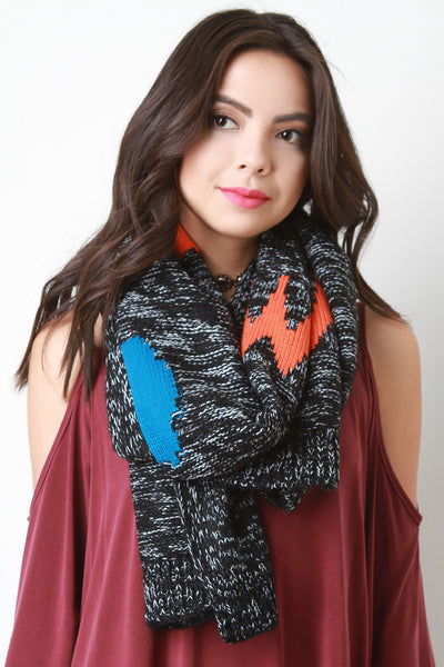 Colorful Patches Knitted Scarf