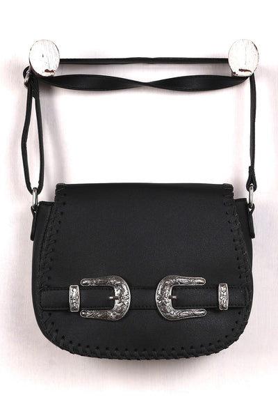 Engraved Belt Satchel Crossbody Bag