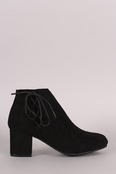 Bamboo Side Lace Chunky Heel Booties