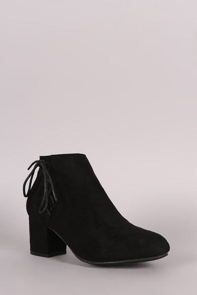 Bamboo Side Lace Chunky Heel Booties