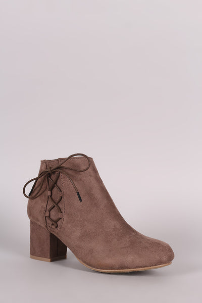 Bamboo Side Lace Chunky Heel Booties