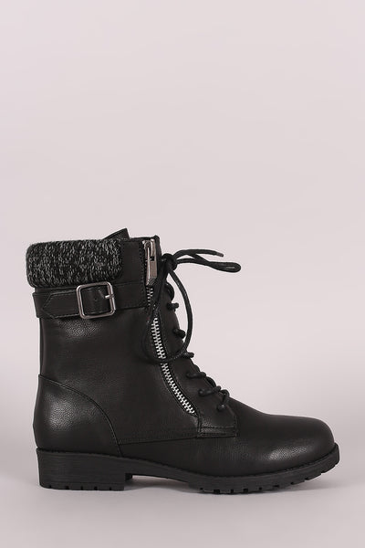 Bamboo Sweater Cuff Combat Lug Boots