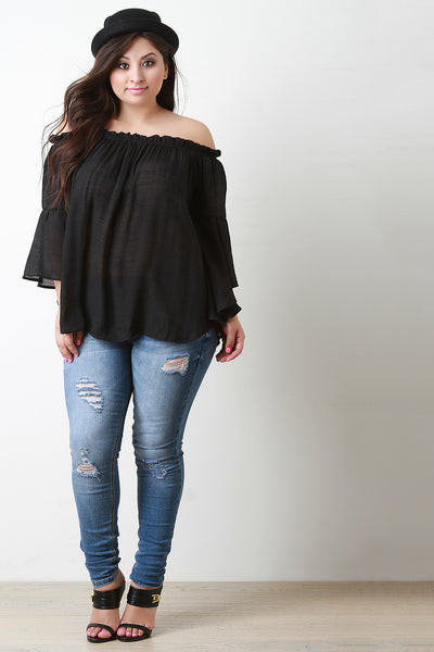 Ruffle Bell Longsleeve Bardot Top