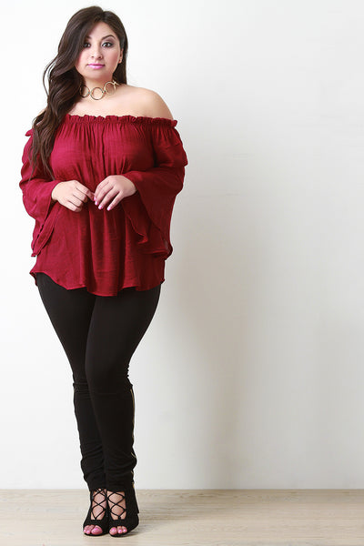 Ruffle Bell Longsleeve Bardot Top