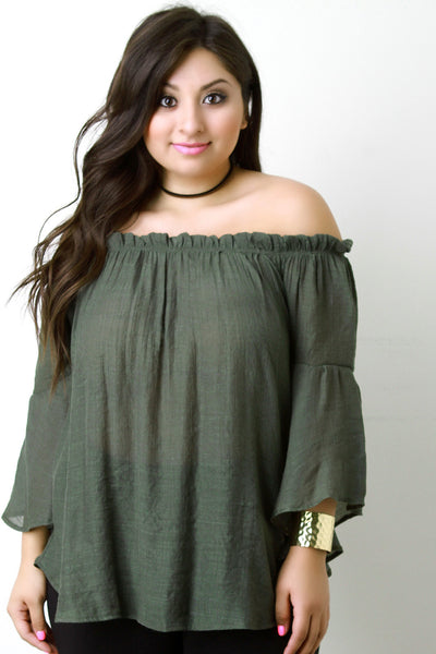 Ruffle Bell Longsleeve Bardot Top