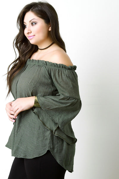 Ruffle Bell Longsleeve Bardot Top