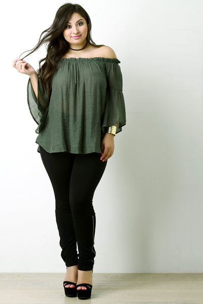 Ruffle Bell Longsleeve Bardot Top