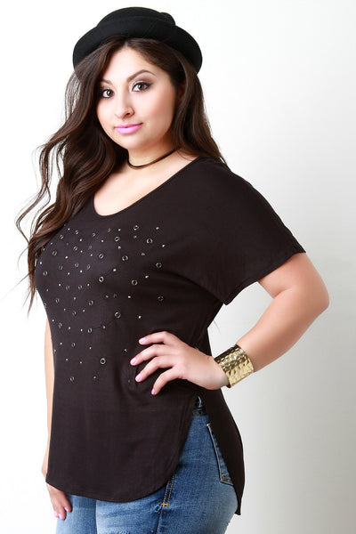 Grommets and Crystals Dolman Sleeve Tee