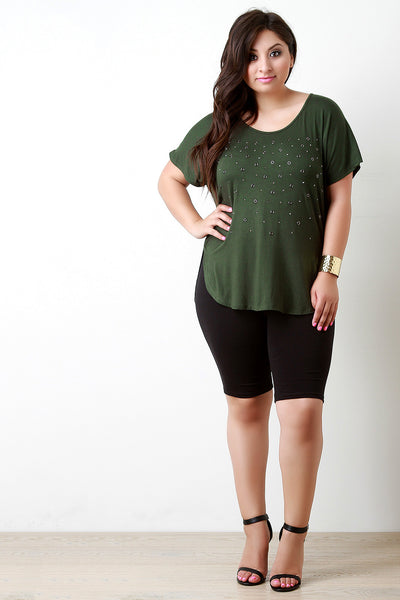 Grommets and Crystals Dolman Sleeve Tee