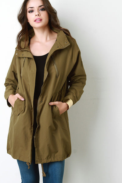 Long Drawstring Utility Jacket