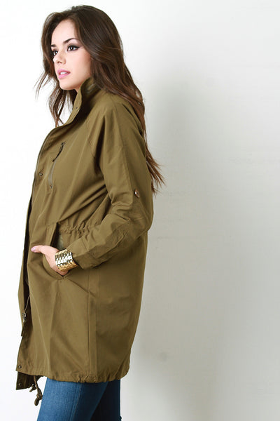 Long Drawstring Utility Jacket