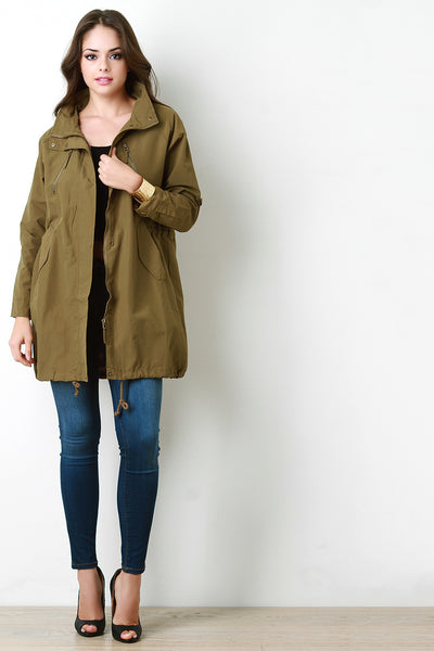 Long Drawstring Utility Jacket