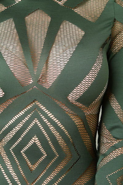 Geometrical Mesh Longsleeve Bodycon Dress