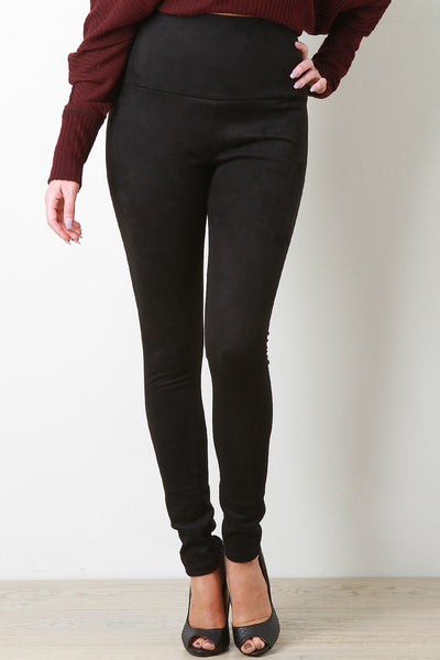 High Waisted Vegan Suede Pants